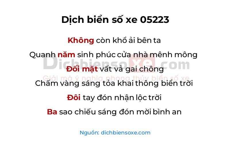 Dịch thơ biển số 05223
