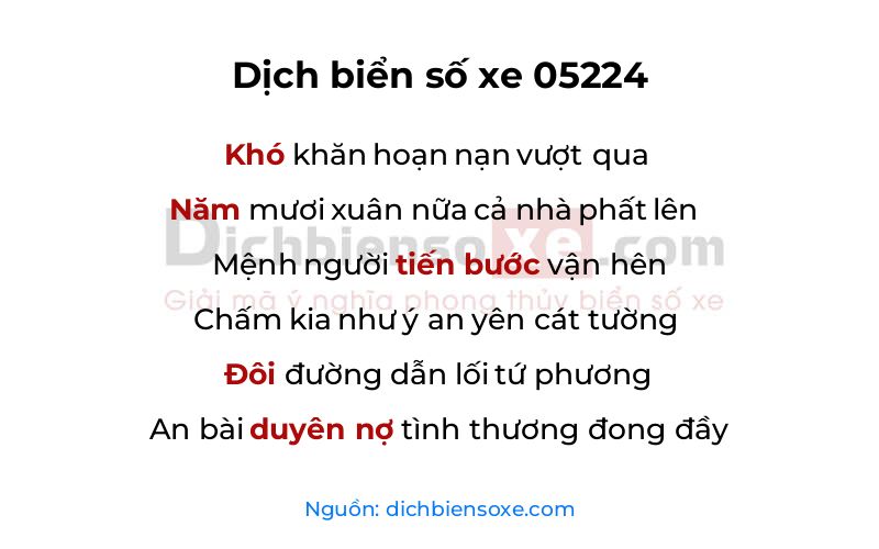 Dịch thơ biển số 05224
