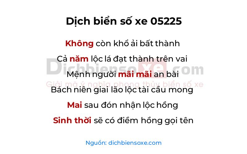 Dịch thơ biển số 05225