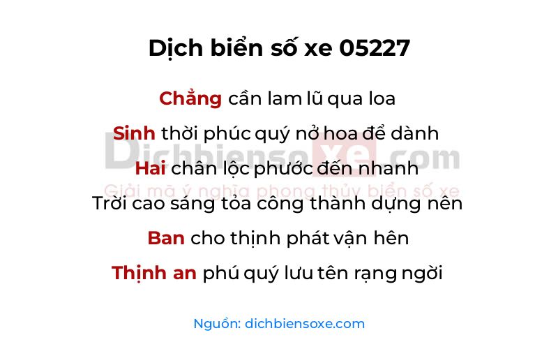 Dịch thơ biển số 05227