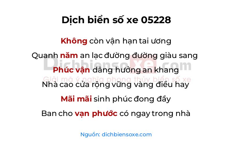 Dịch thơ biển số 05228