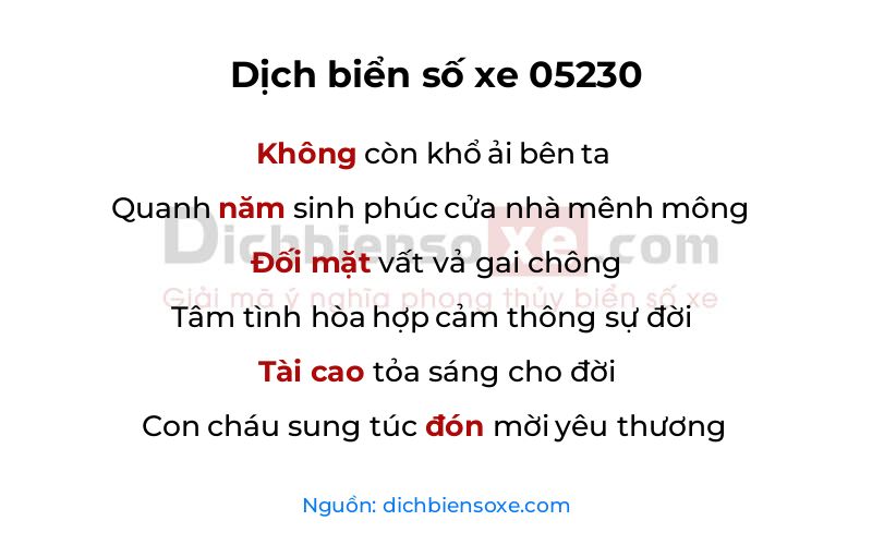 Dịch thơ biển số 05230