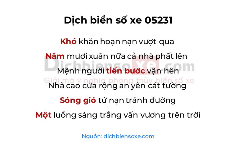 Dịch thơ biển số 05231
