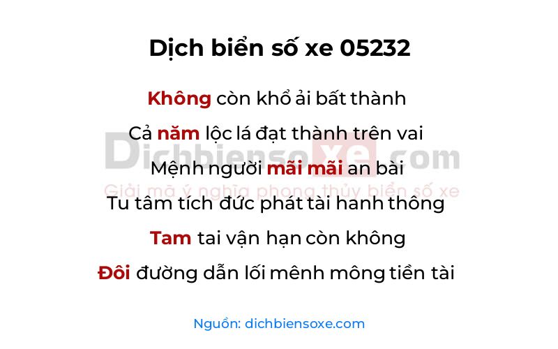 Dịch thơ biển số 05232