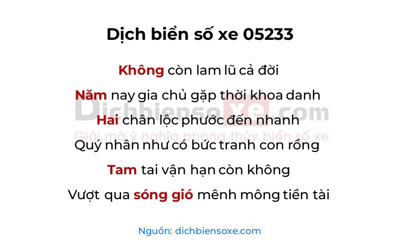 Dịch thơ biển số 05233