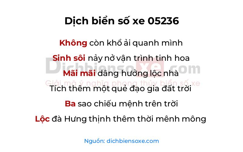Dịch thơ biển số 05236