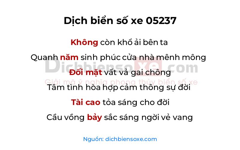 Dịch thơ biển số 05237