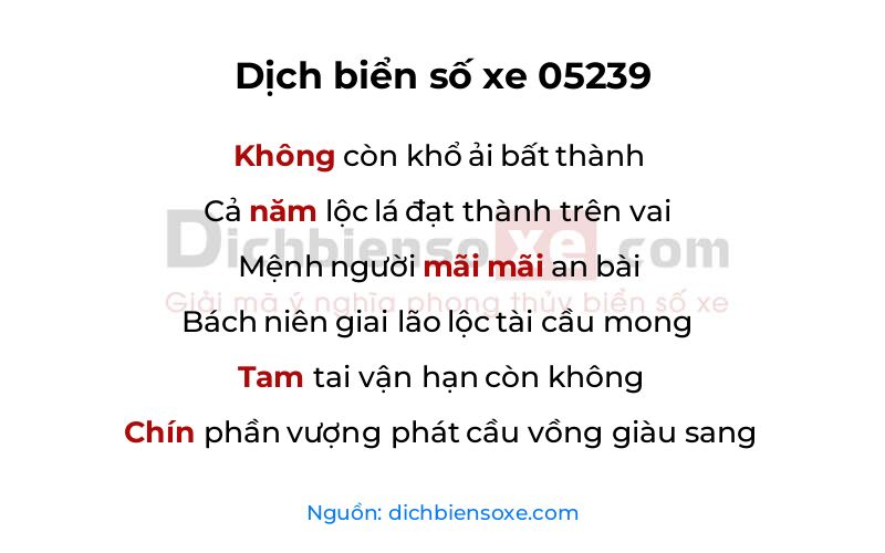 Dịch thơ biển số 05239