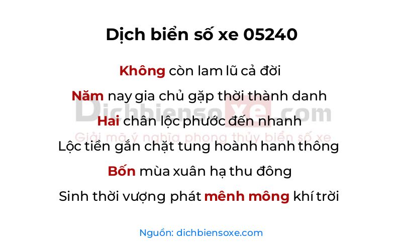 Dịch thơ biển số 05240