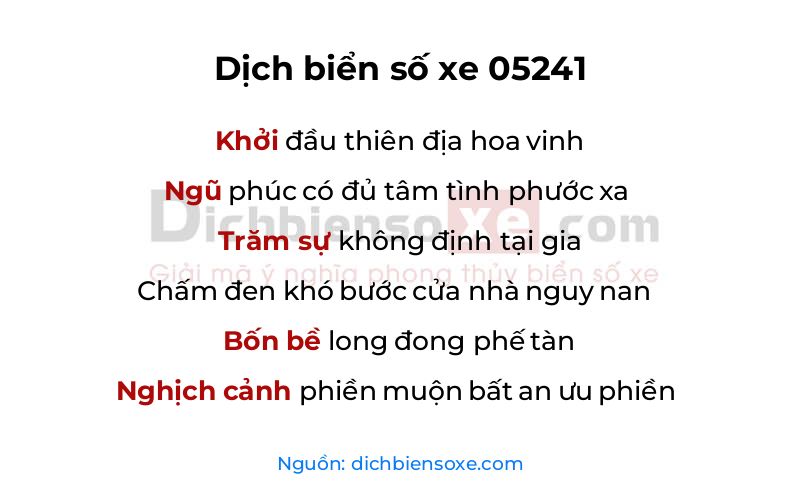 Dịch thơ biển số 05241