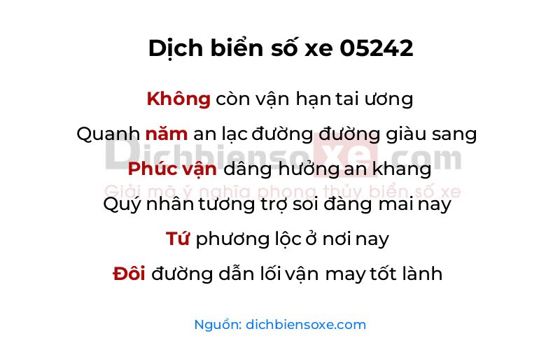Dịch thơ biển số 05242