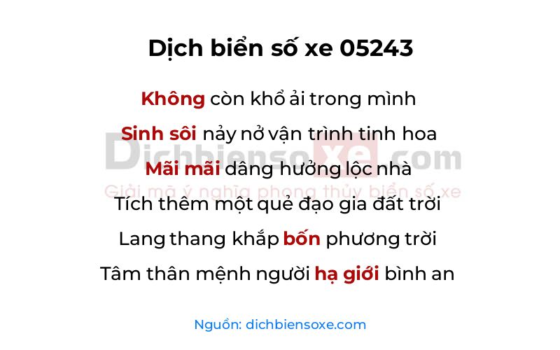 Dịch thơ biển số 05243