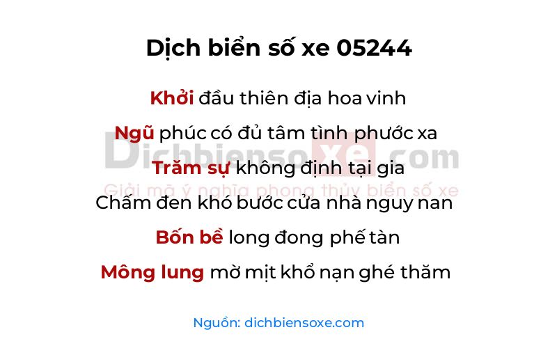 Dịch thơ biển số 05244