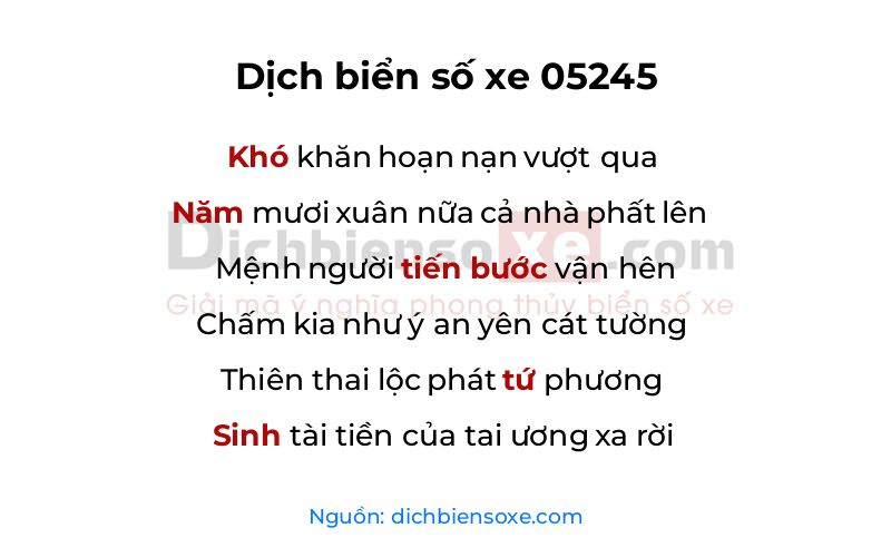 Dịch thơ biển số 05245