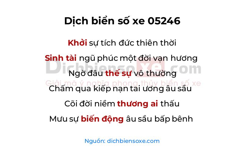 Dịch thơ biển số 05246