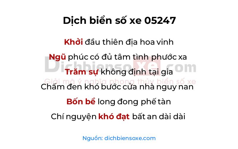 Dịch thơ biển số 05247