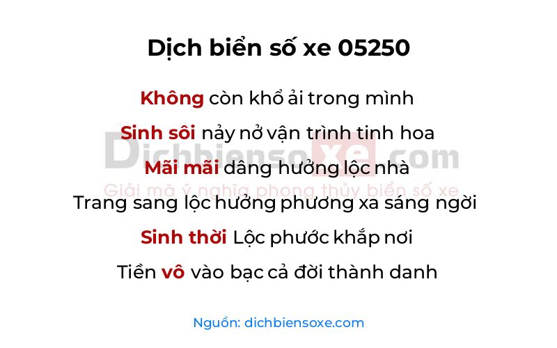 Dịch thơ biển số 05250