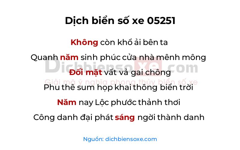 Dịch thơ biển số 05251