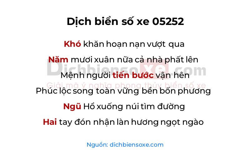 Dịch thơ biển số 05252