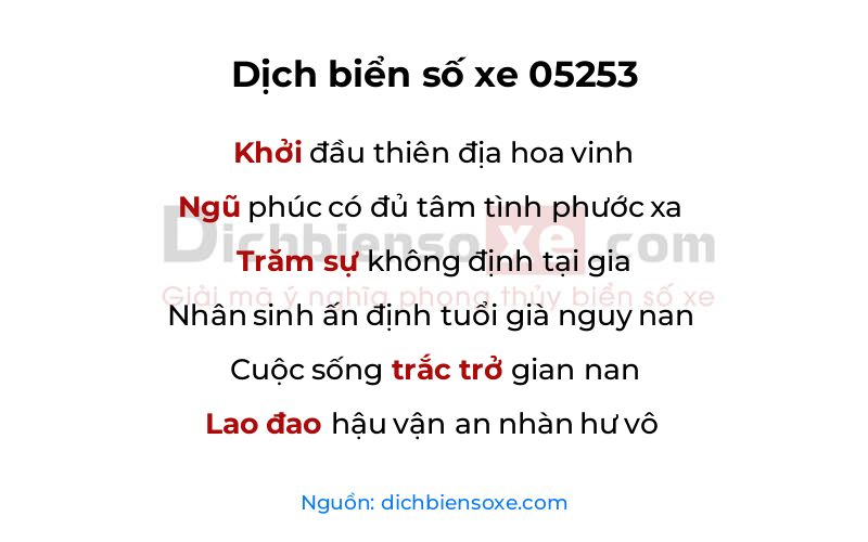 Dịch thơ biển số 05253