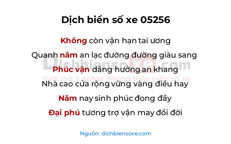 Dịch thơ biển số 05256