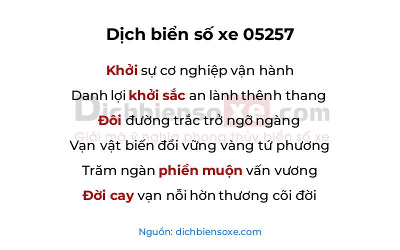 Dịch thơ biển số 05257