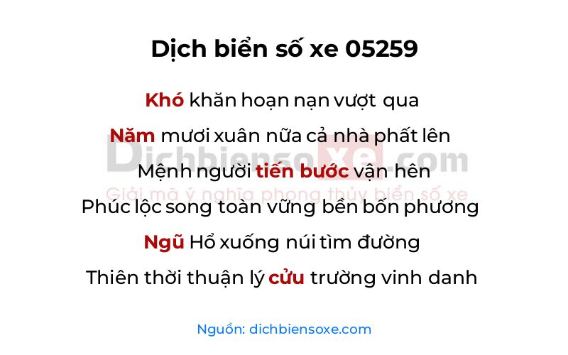 Dịch thơ biển số 05259