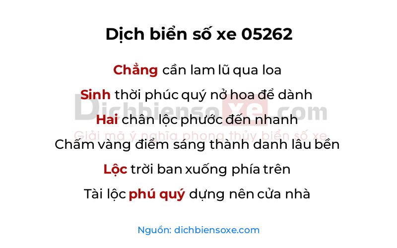 Dịch thơ biển số 05262