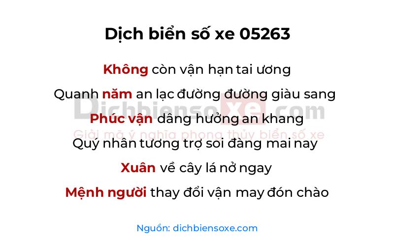 Dịch thơ biển số 05263