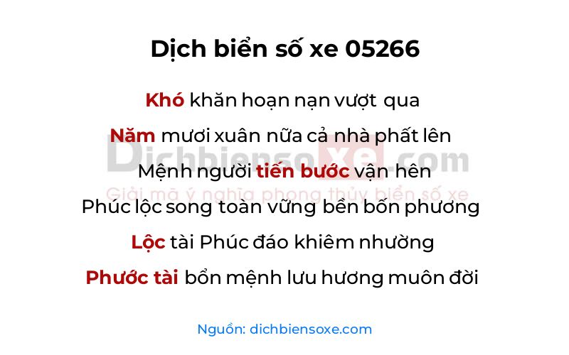 Dịch thơ biển số 05266