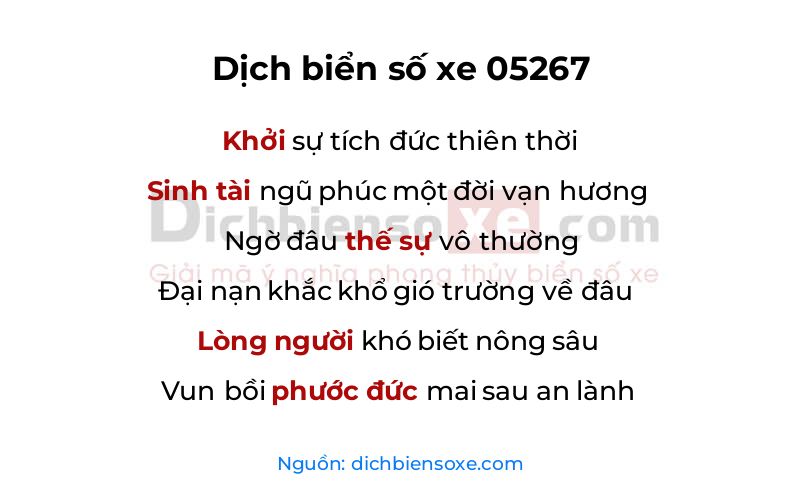 Dịch thơ biển số 05267