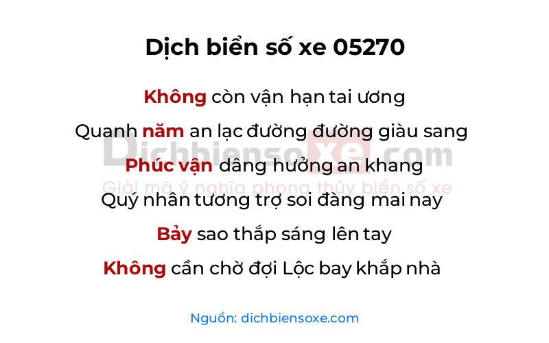 Dịch thơ biển số 05270