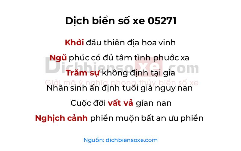 Dịch thơ biển số 05271