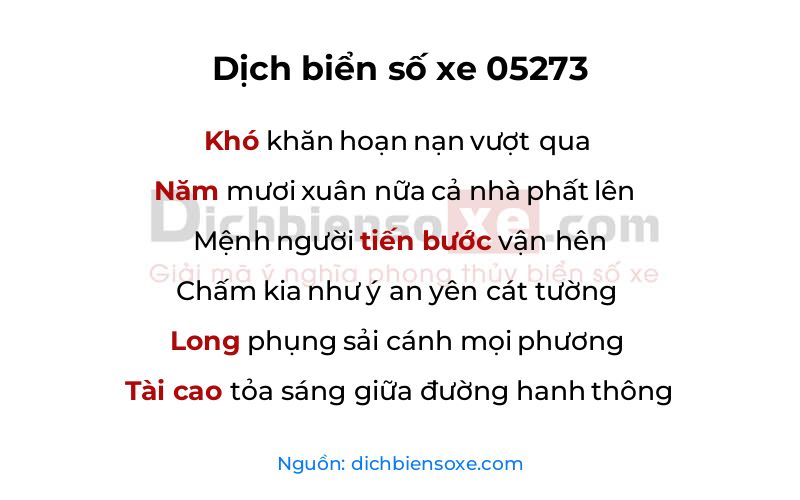 Dịch thơ biển số 05273