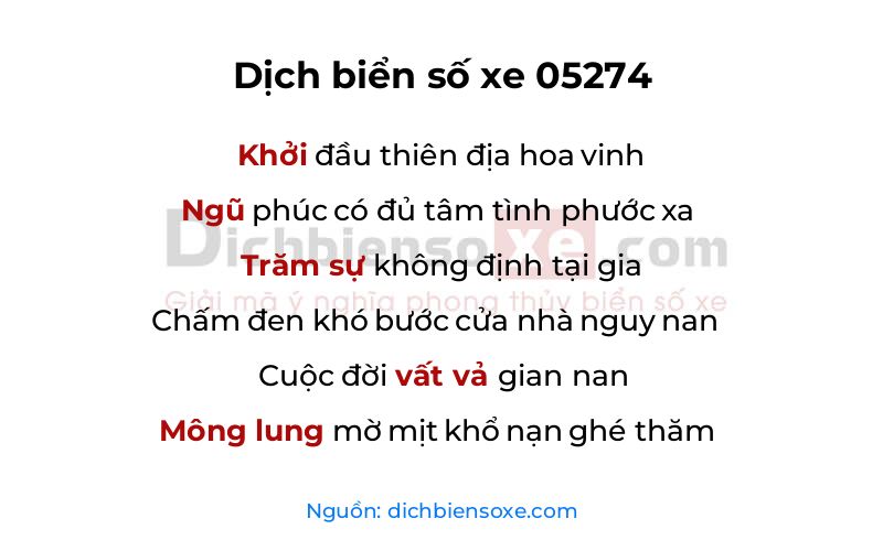 Dịch thơ biển số 05274