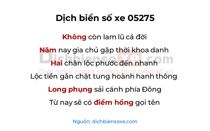 Dịch thơ biển số 05275