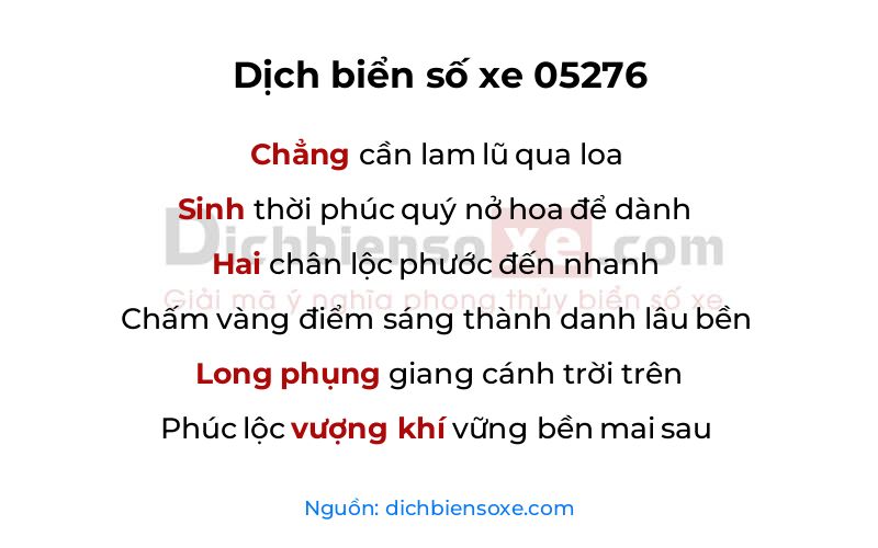 Dịch thơ biển số 05276