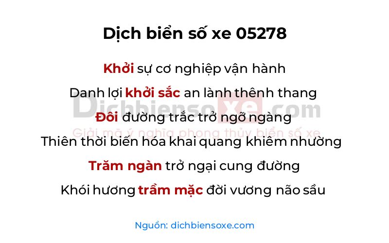 Dịch thơ biển số 05278