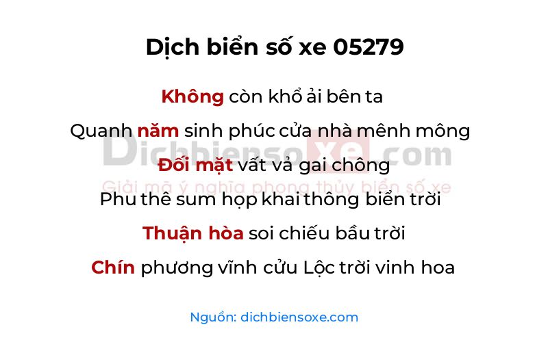 Dịch thơ biển số 05279