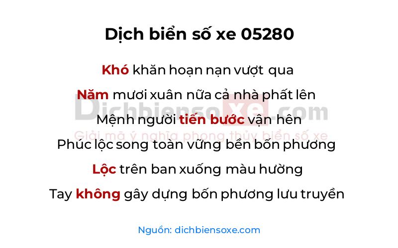 Dịch thơ biển số 05280