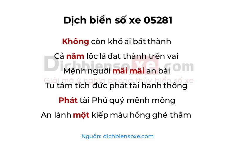 Dịch thơ biển số 05281