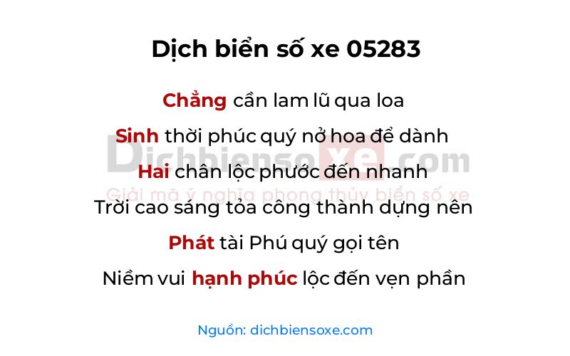 Dịch thơ biển số 05283