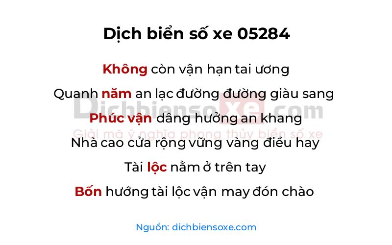 Dịch thơ biển số 05284