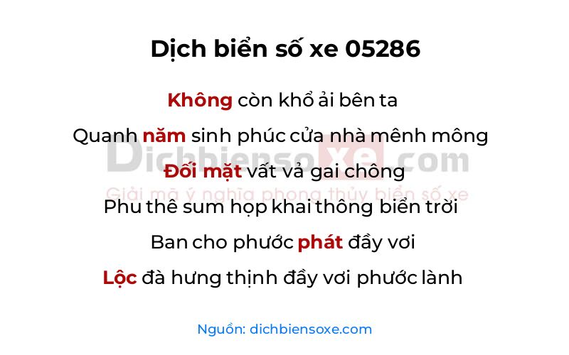 Dịch thơ biển số 05286