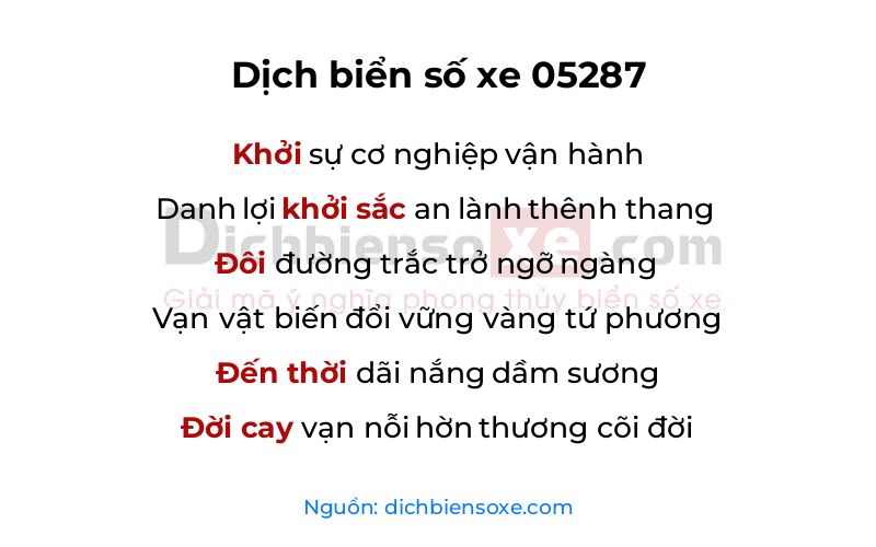 Dịch thơ biển số 05287