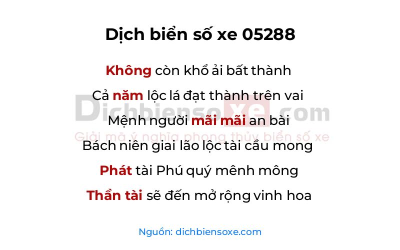Dịch thơ biển số 05288
