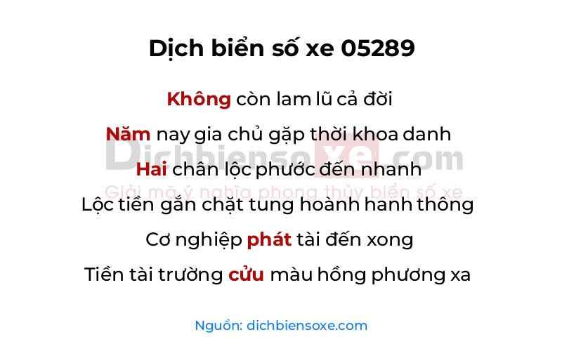 Dịch thơ biển số 05289