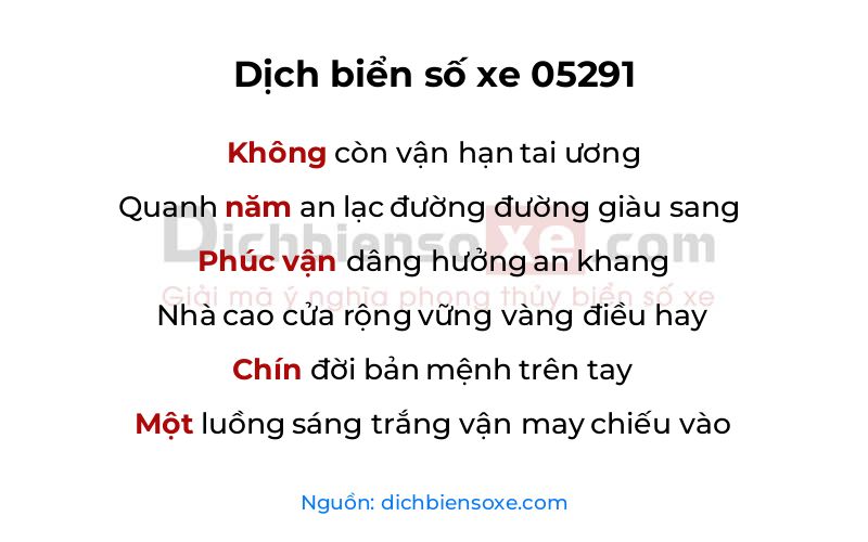 Dịch thơ biển số 05291