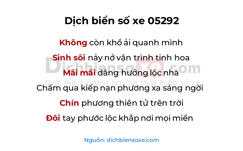 Dịch thơ biển số 05292
