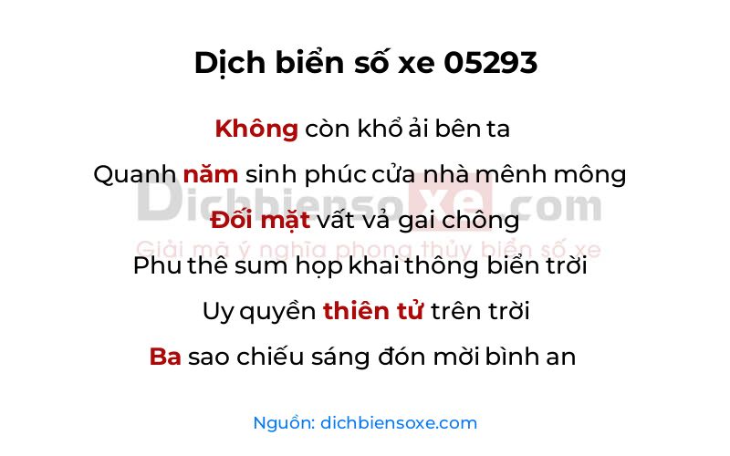 Dịch thơ biển số 05293
